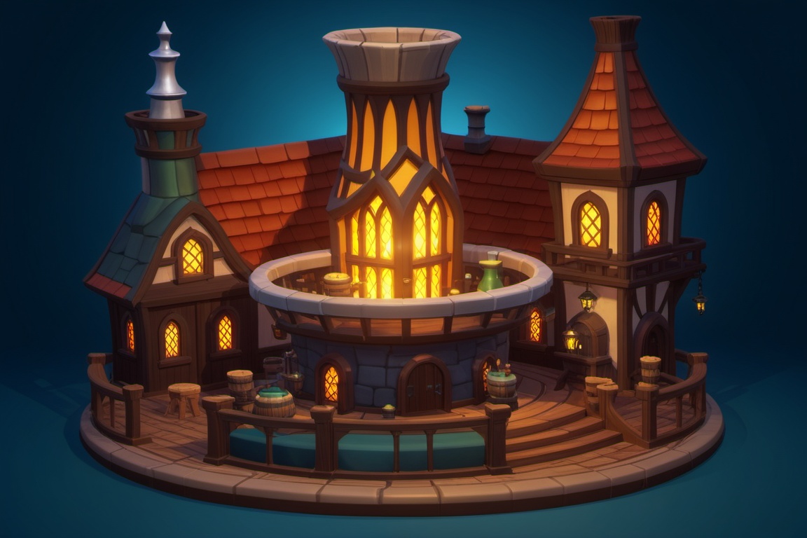 (stylized building,  concept art,  clean shapes on Tensor.Art
