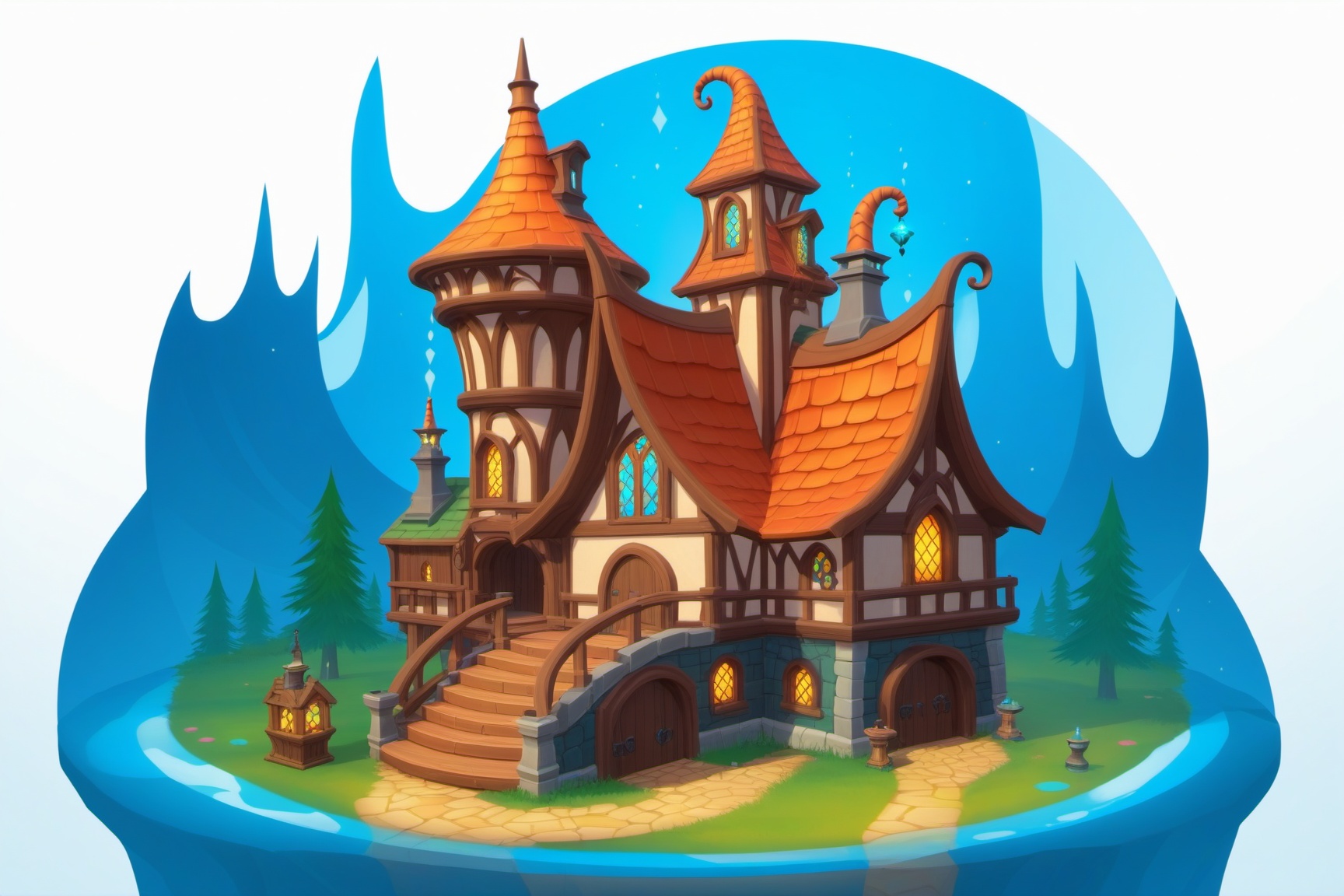 (stylized building,  concept art,  clean shapes on Tensor.Art