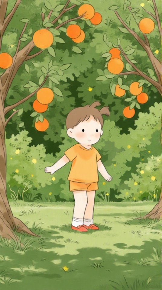 girl,  trees,  oranges on Tensor.Art