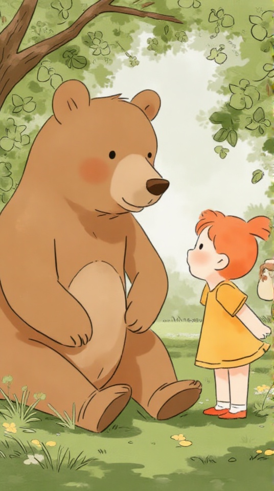 girl speaks with bear,  perfect body,  pefect arms on Tensor.Art