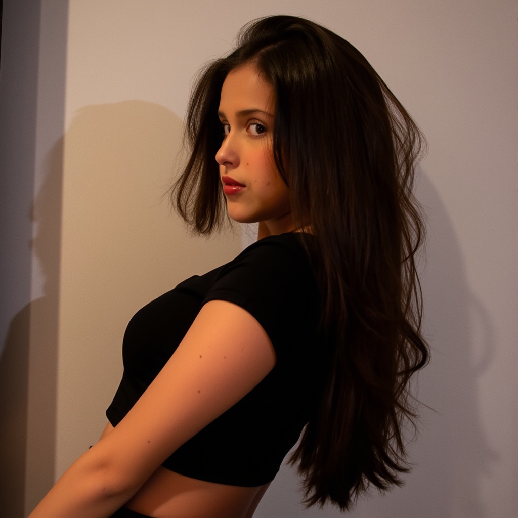 A close-up of a micatape young woman,  standing. She long,  straight on Tensor.Art