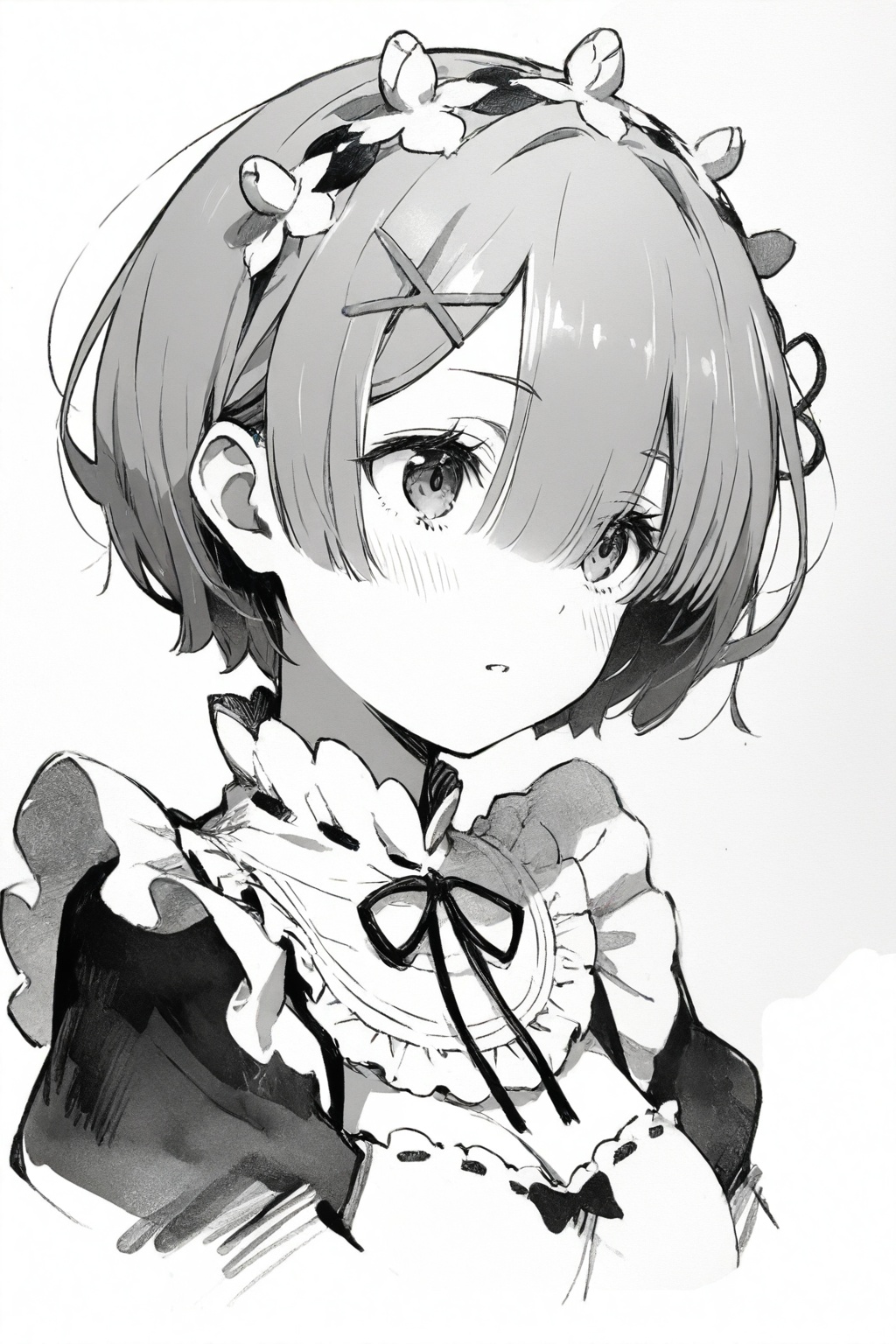 1girl,  rem \(re:zero\),  portrait on Tensor.Art