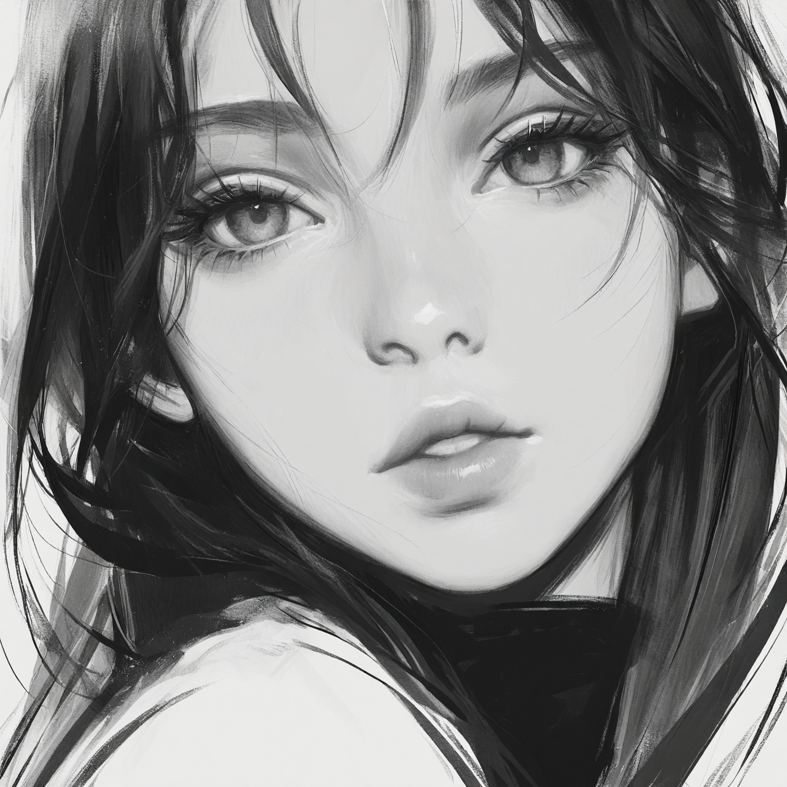 charcoal \(medium\),  1girl,  solo on Tensor.Art