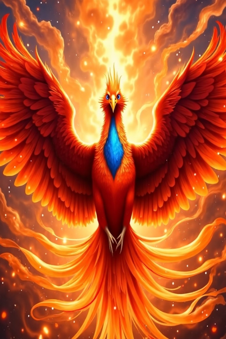 a digital painting depicting a majestic,  mythical bird,  likely a phoenix on Tensor.Art