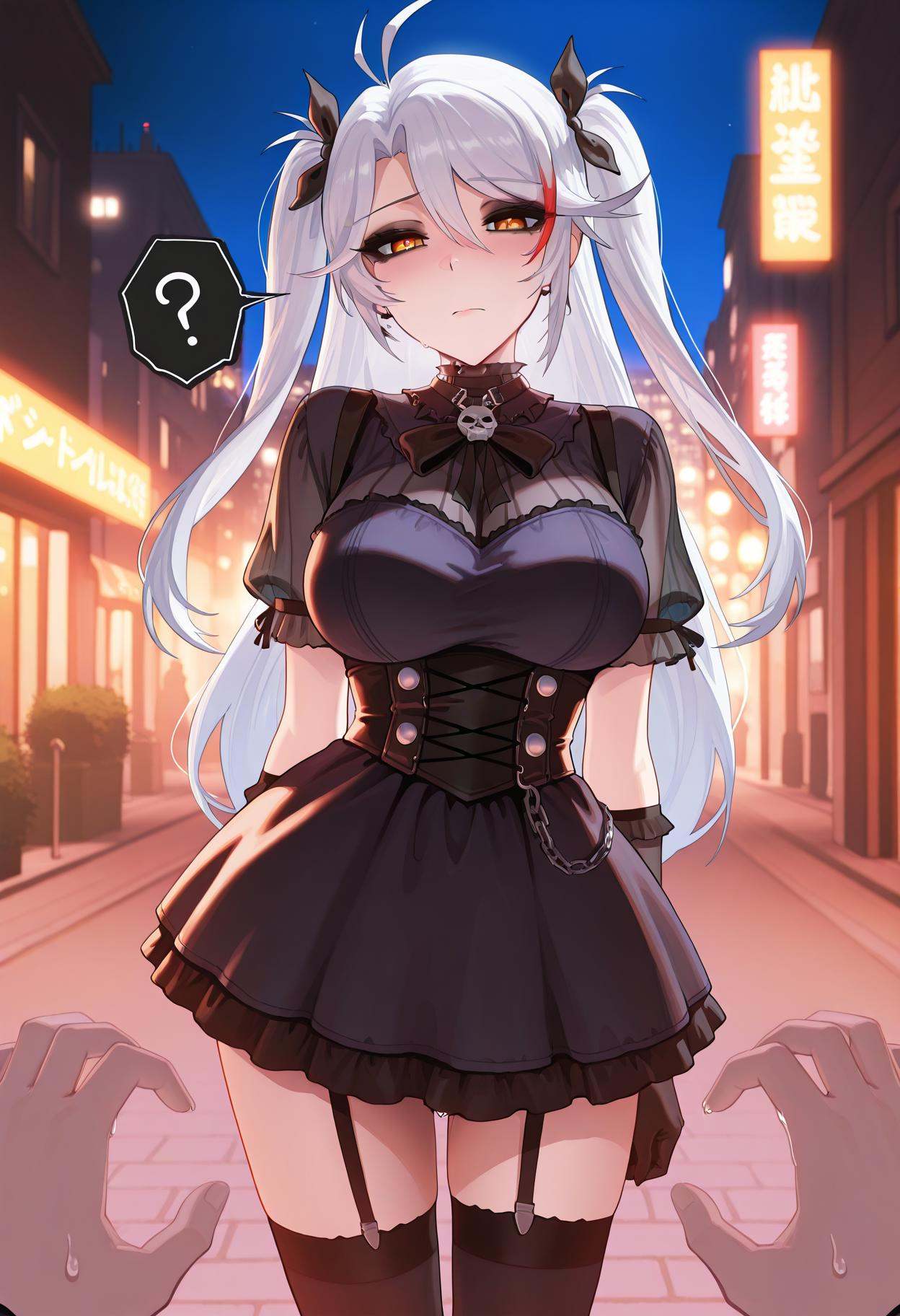 1girl,  prinz eugen \(azur lane\),  (goth fashion \(cosplay\):1.2) on Tensor.Art