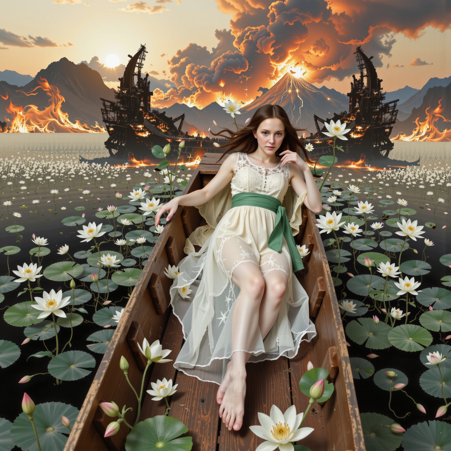 Surreal digital illustration painting in the style of Asa CHEN,  image view,  beautiful girl in a gauze dress on Tensor.Art