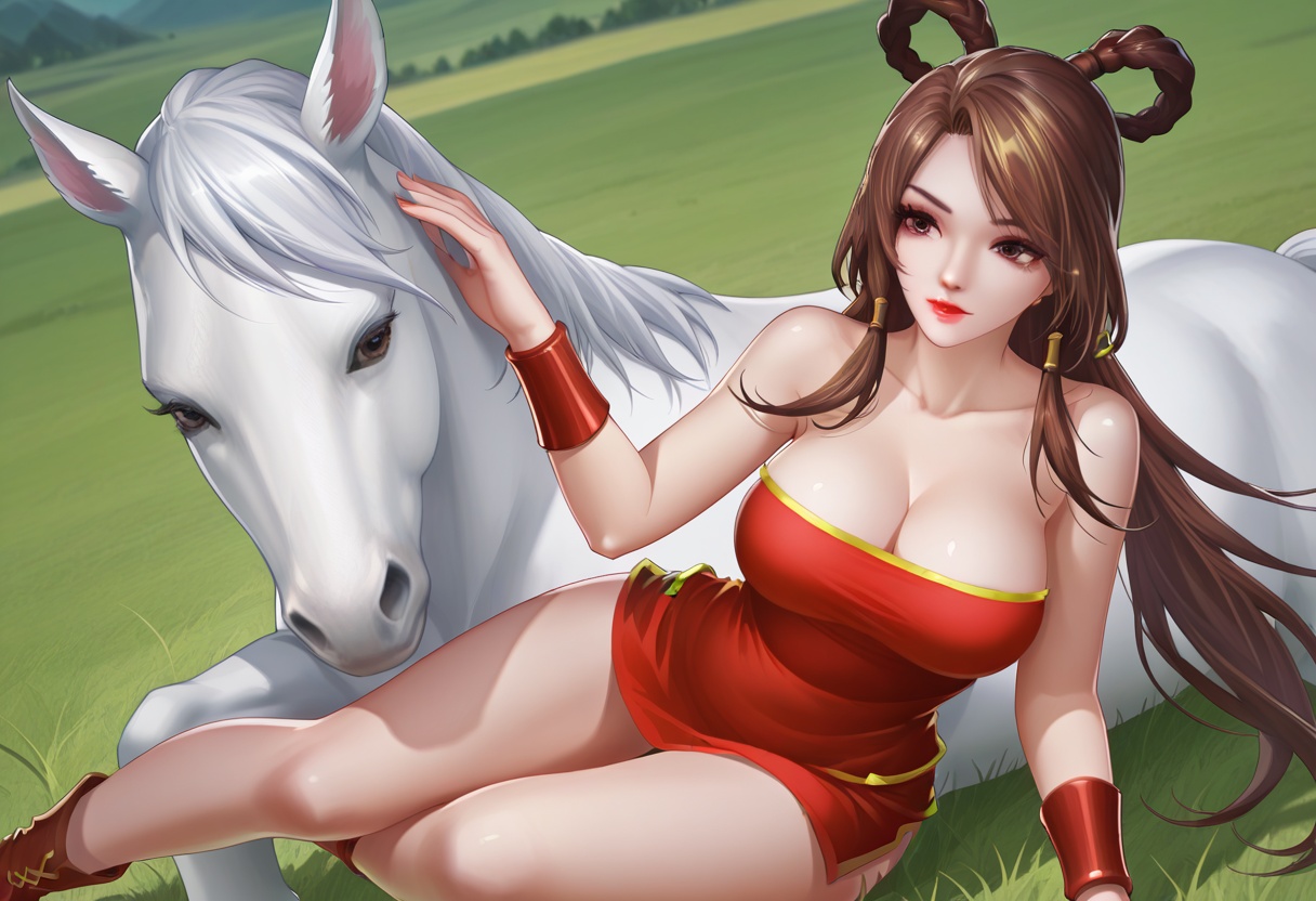 DiaoChan,  brown hair,  long hair on Tensor.Art