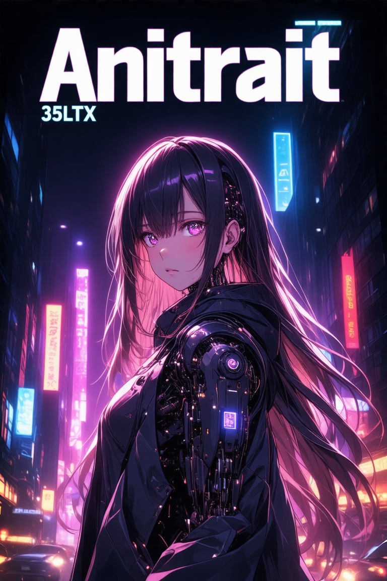 ry012_style. A manga cover featuring a portrait of a girl with long hair,  standing still and directly engaging the viewer...