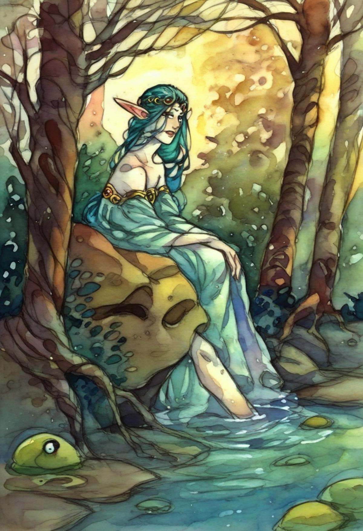 rebecca_style,  fantasy art in watercolor,  erotic on Tensor.Art