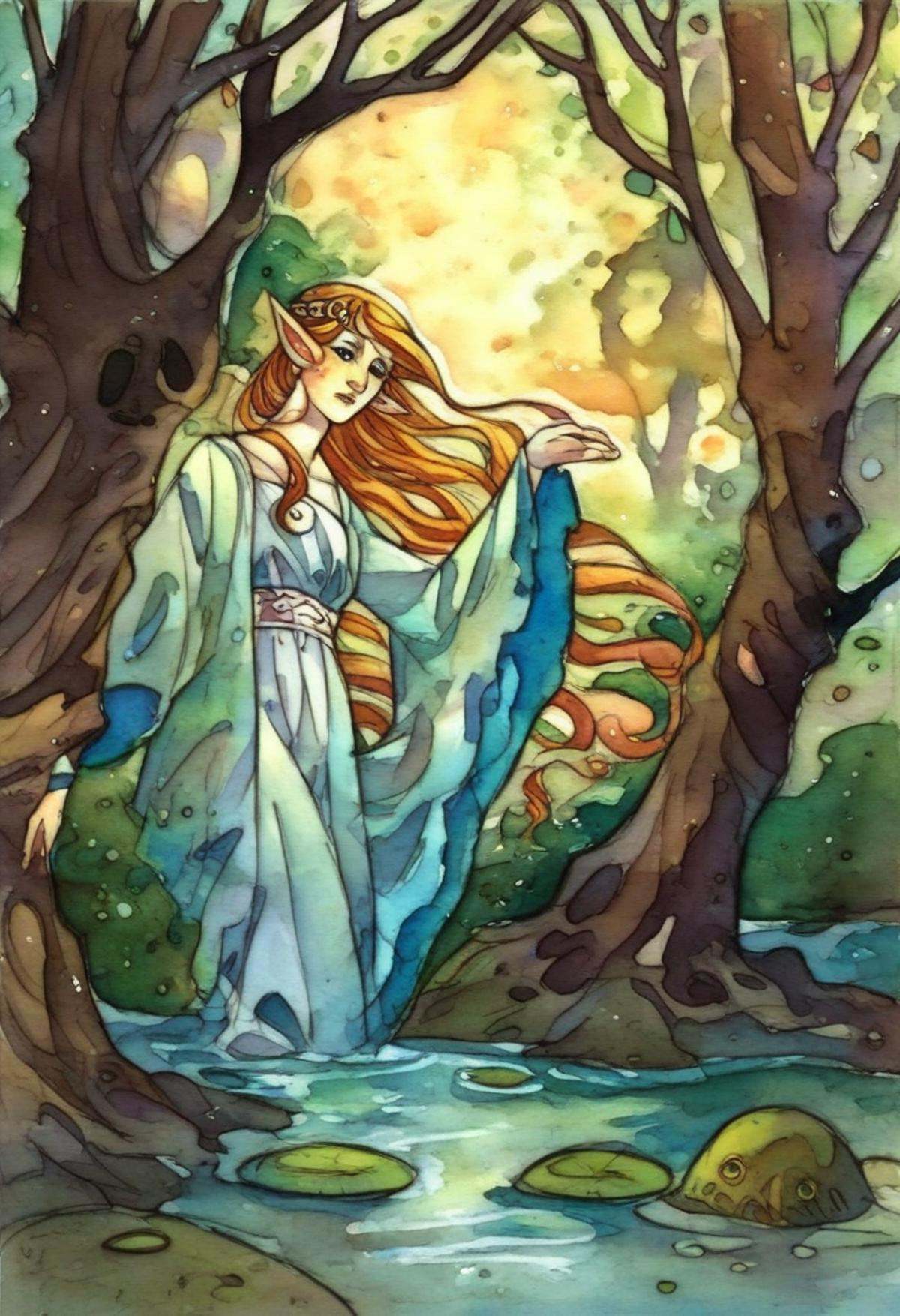 rebecca_style,  fantasy art in watercolor,  erotic on Tensor.Art