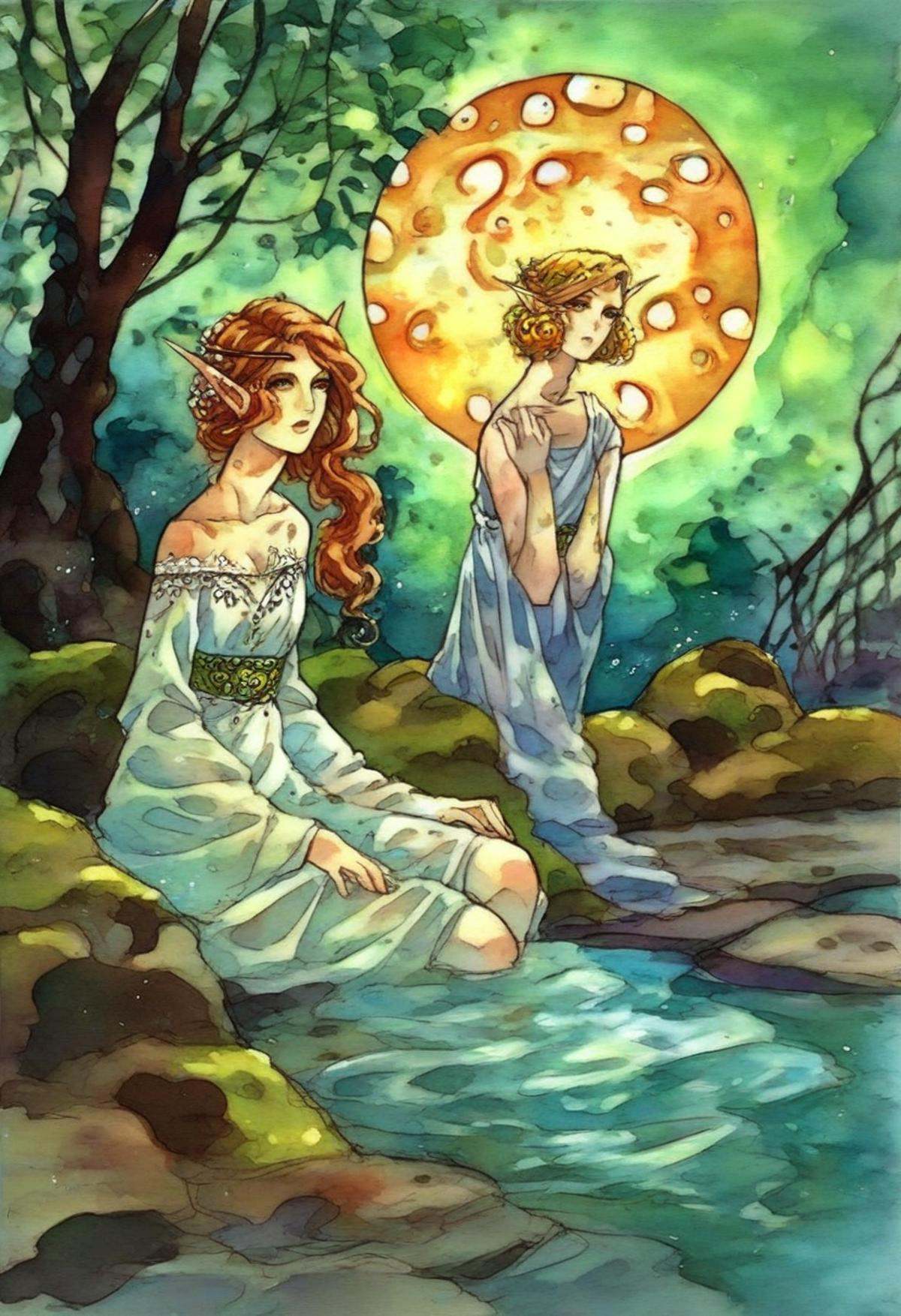 rebecca_style,  fantasy art in watercolor,  erotic on Tensor.Art