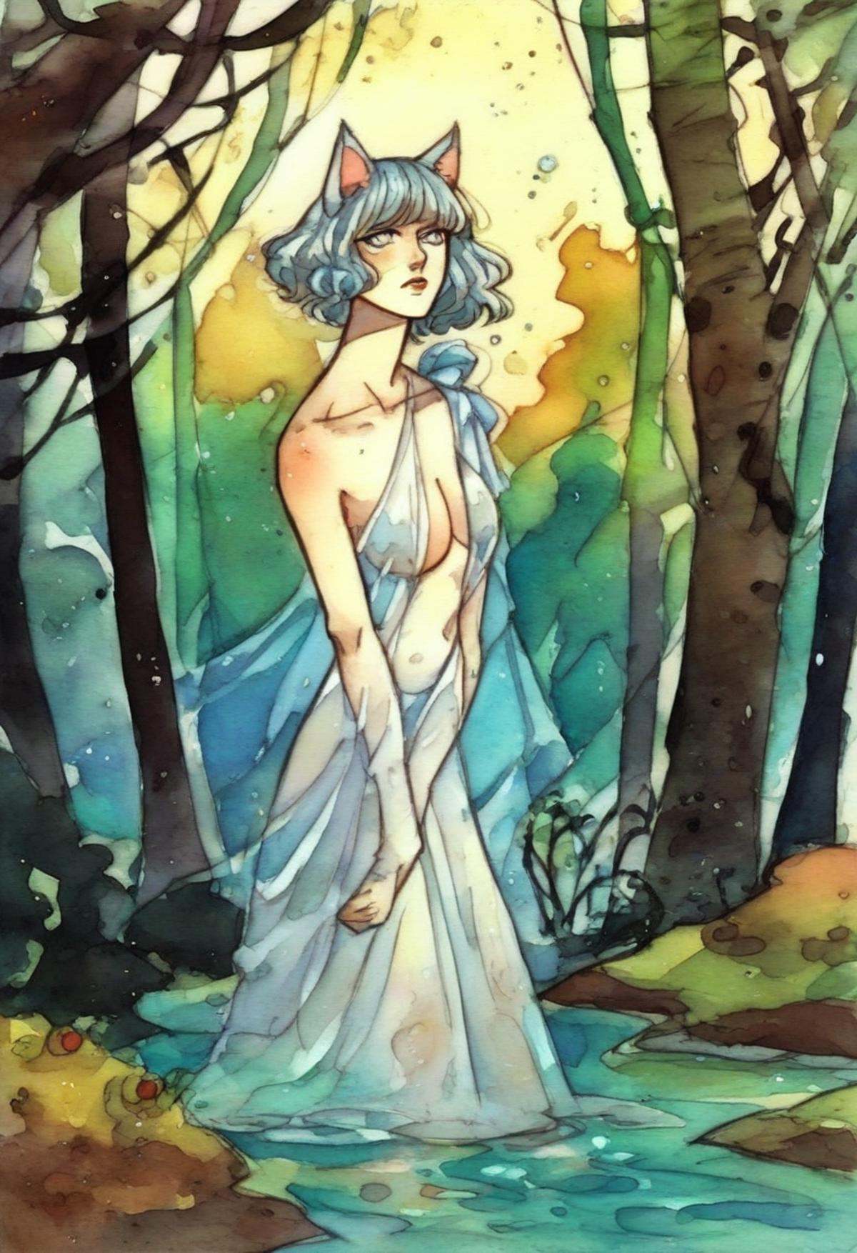 rebecca_style,  fantasy art in watercolor,  erotic on Tensor.Art