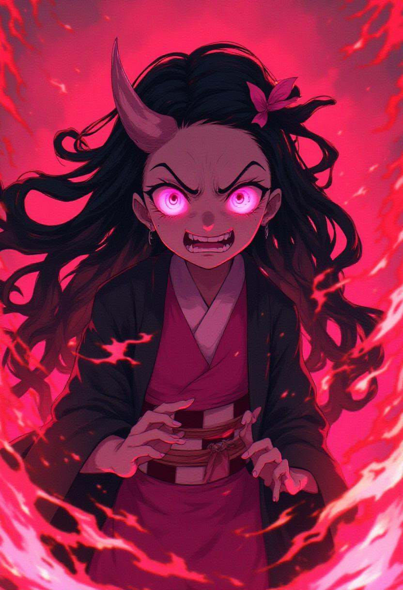 raging nezuko in demon form on Tensor.Art