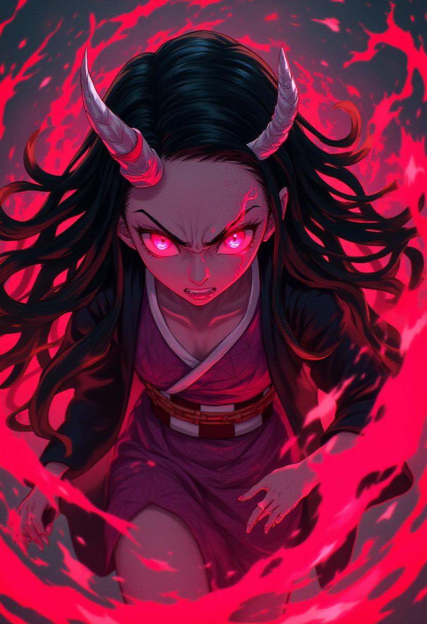raging nezuko in demon form on Tensor.Art
