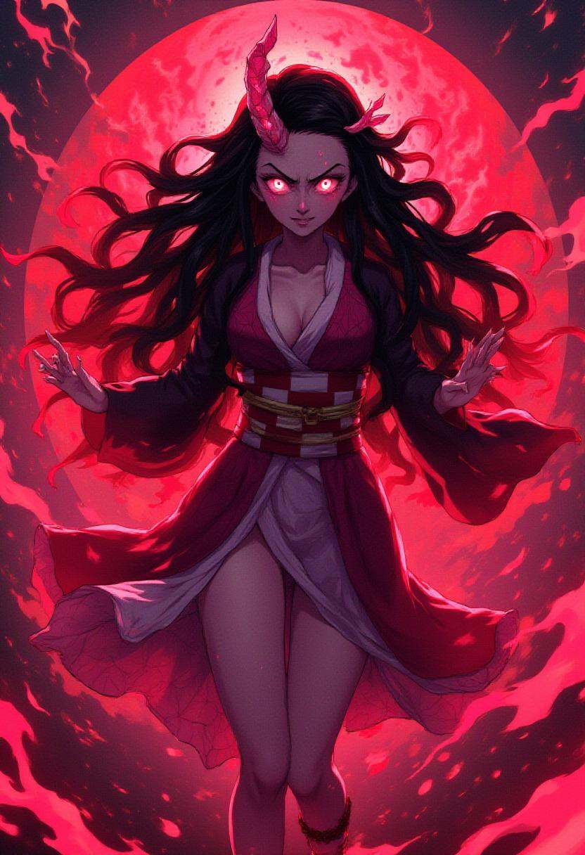 raging nezuko in demon form on Tensor.Art