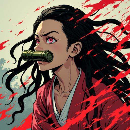 raging nezuko with bamboo mouth protector on Tensor.Art