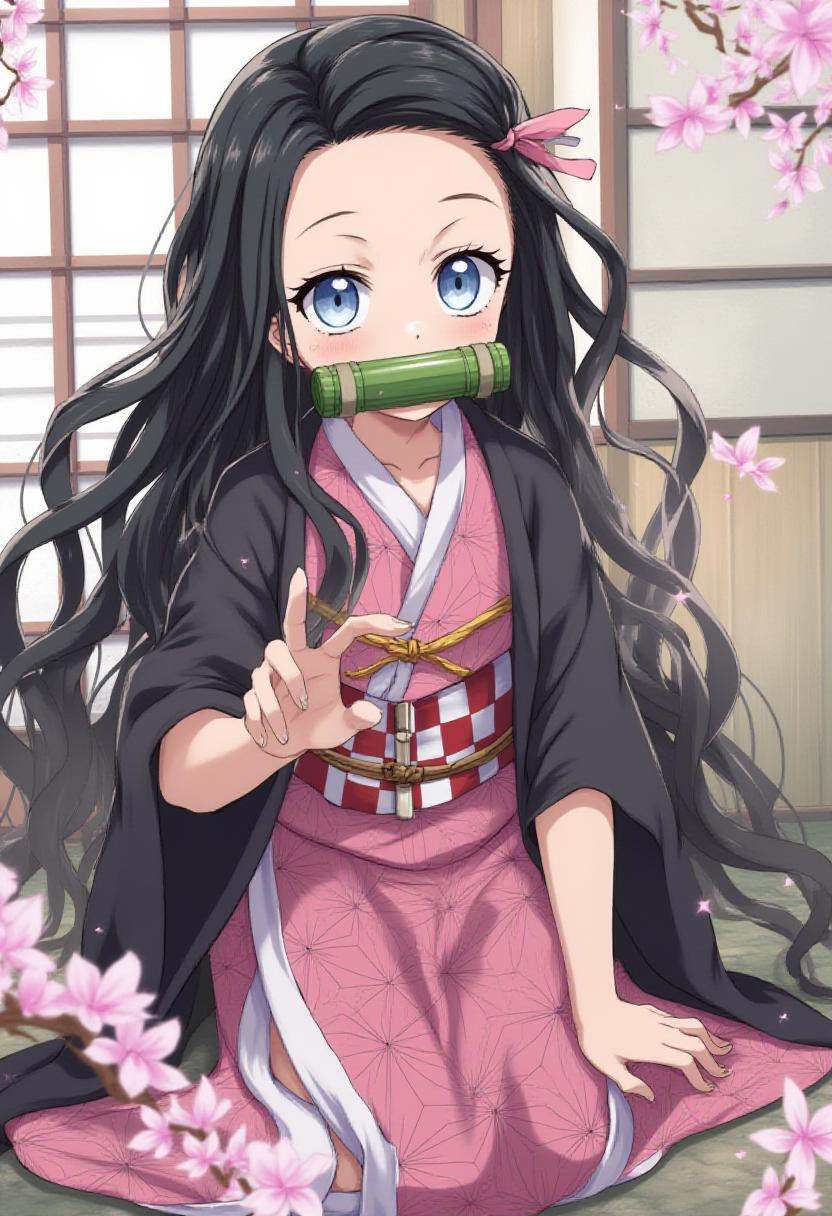 nezuko with bamboo mouth protector on Tensor.Art