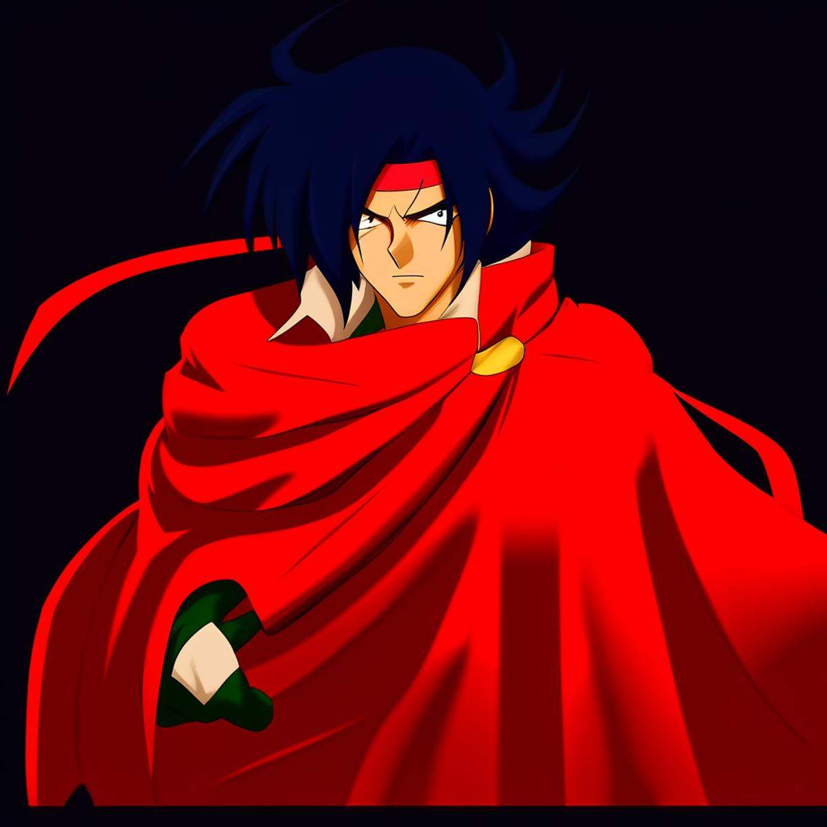 Domon Kasshu,  wearing red cape,  hd on Tensor.Art