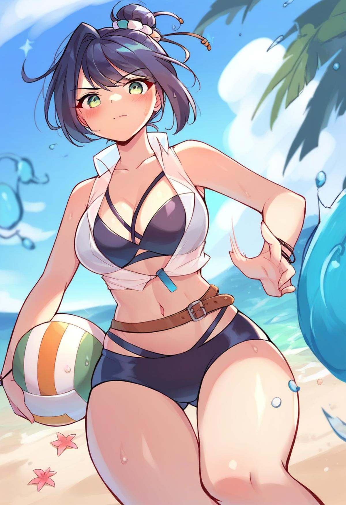 e7 alexa,  summertime version,  wardrobe malfunction on Tensor.Art