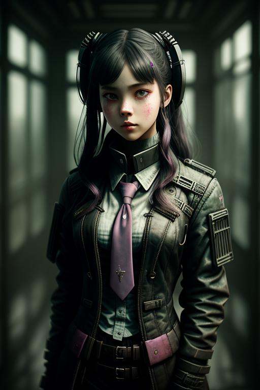 dystopianx style,  a girl,  wearing a tie on Tensor.Art