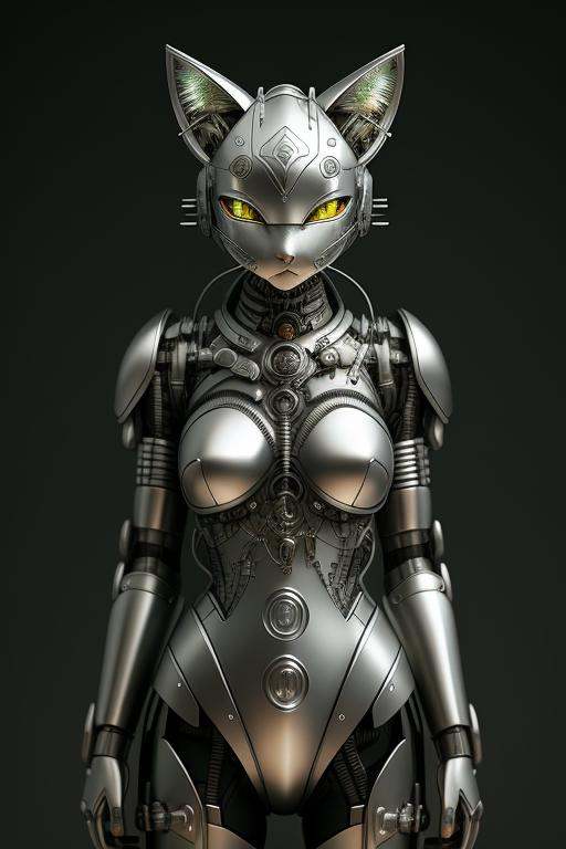 a cute kitten made out of metal,  , on Tensor.Art