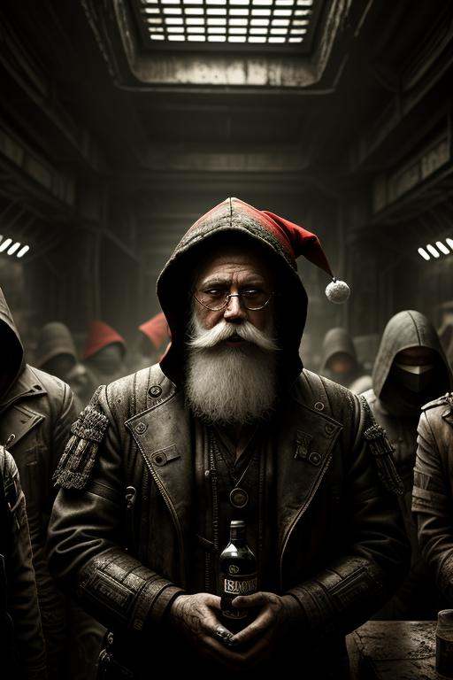 dystopianx style,  drunk,  creepy santa on Tensor.Art