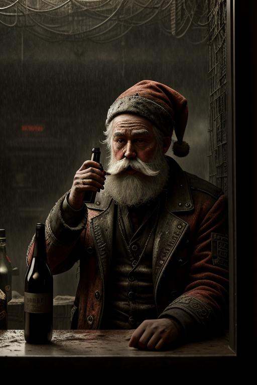dystopianx style,  drunk,  creepy santa on Tensor.Art