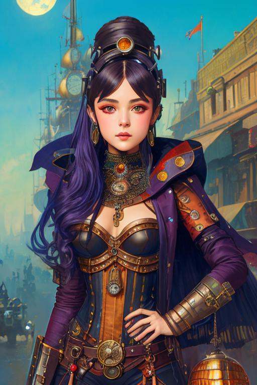 steampunk woman,  highly detailed face and body portrait by wlop. fantasy art from dnd extremely beautiful style of ilya k...