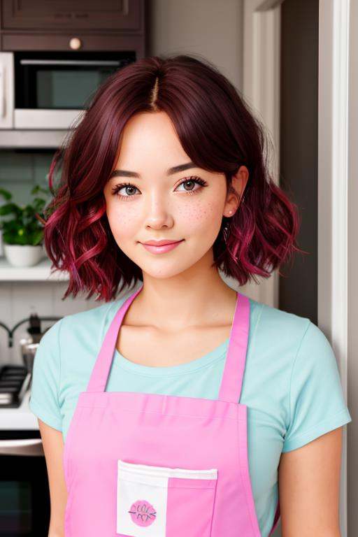 a closeup portrait of a girl,  classic bob,  apron on Tensor.Art