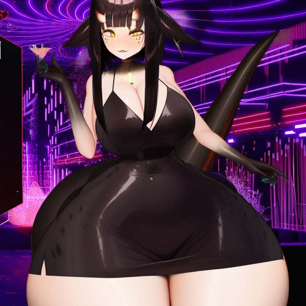 cleavage,  black_dress,  animal_ears on Tensor.Art
