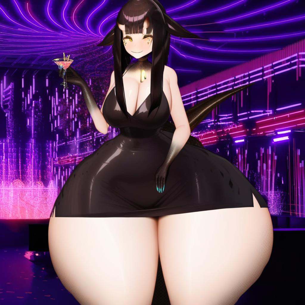 cleavage,  black_dress,  animal_ears on Tensor.Art