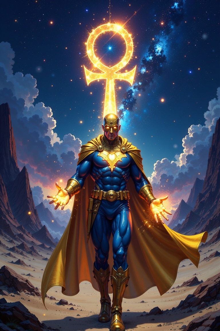 A high-quality,  8K,  photorealistic close-up photo of Doctor Fate from DC Comics on Tensor.Art