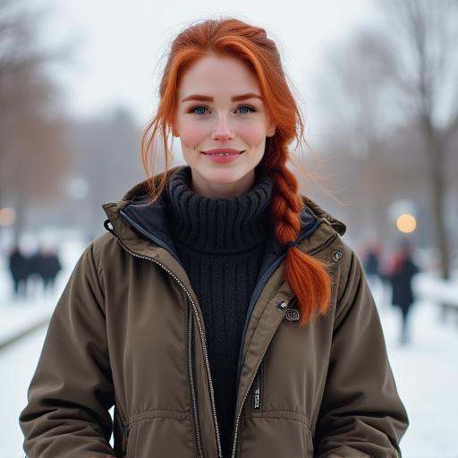 Boring snapchat photo circa 2015 of A$i@!,  attractive woman with red hair in single braid,  at a Switzerland city on Tens...