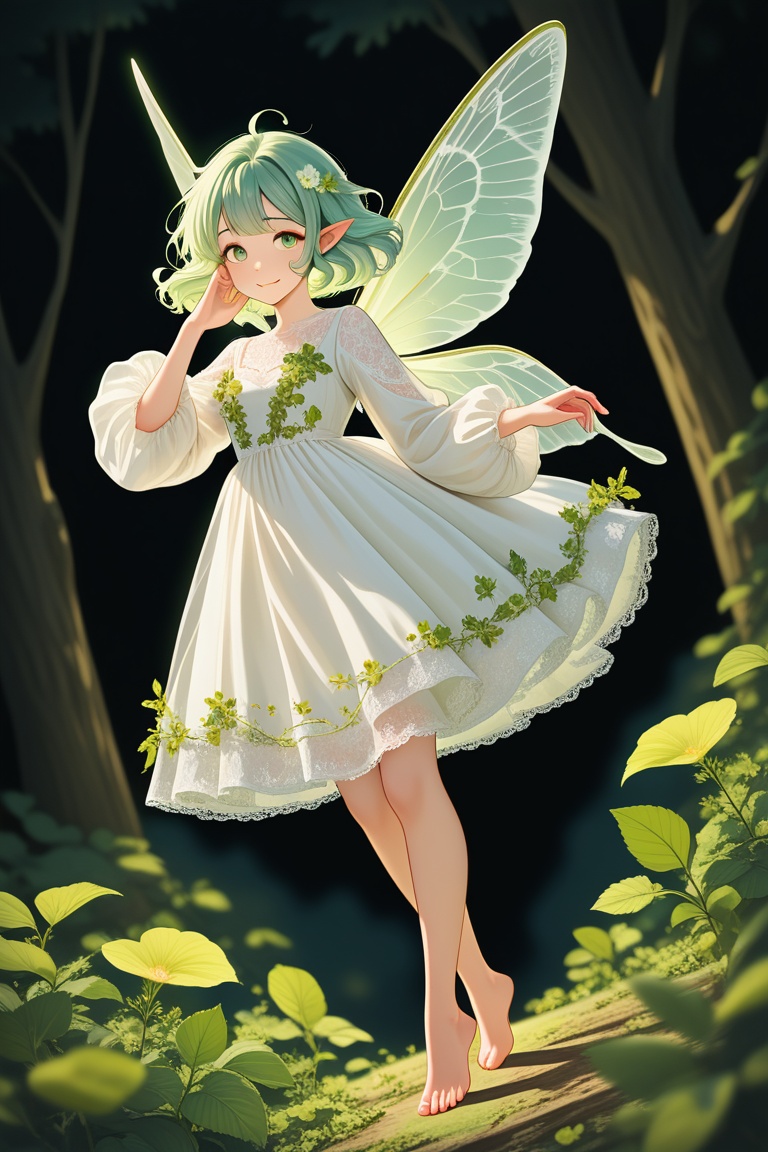 Fairy girl,  in the forest,  Dutch angle on Tensor.Art