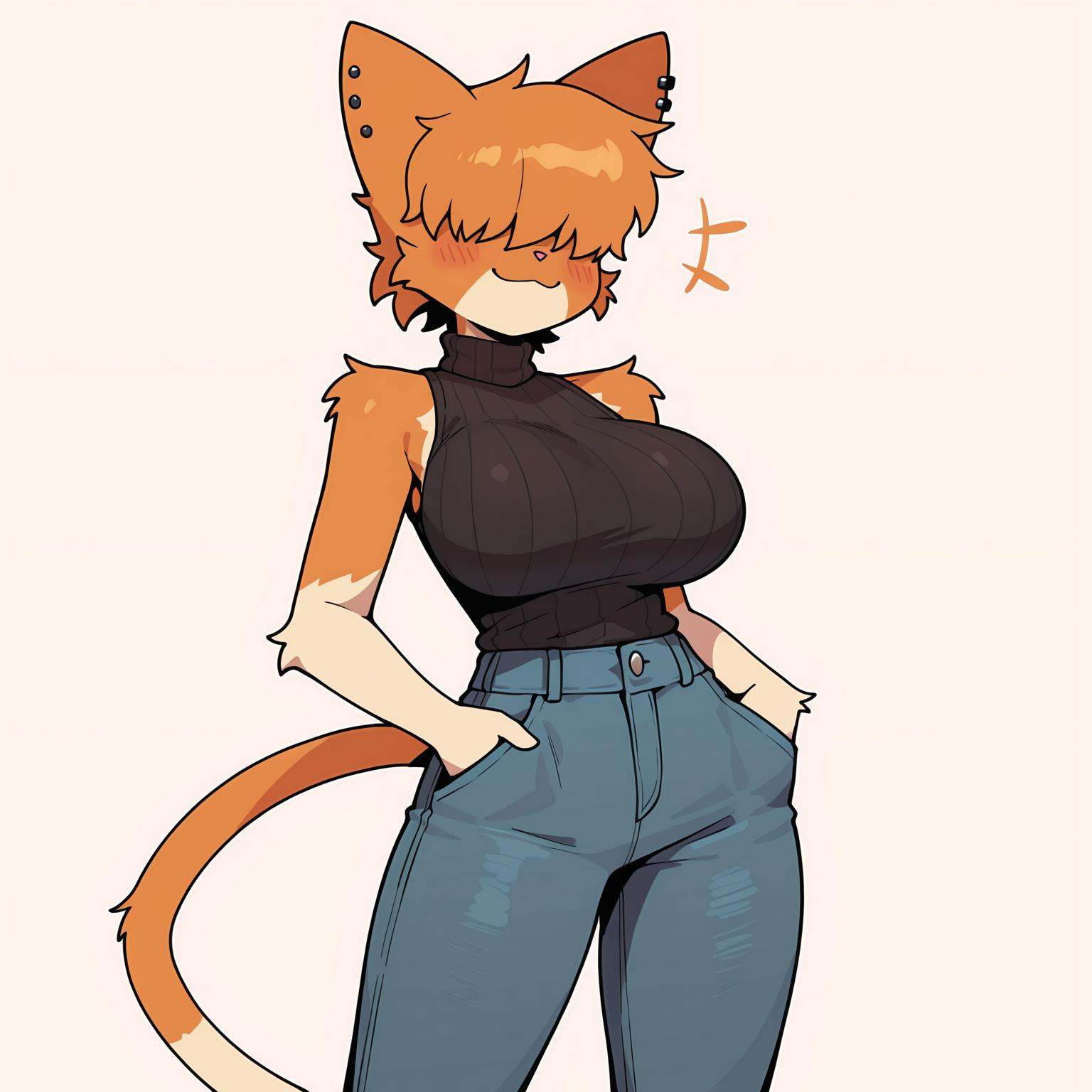 paprika,  hair over eyes,  female on Tensor.Art