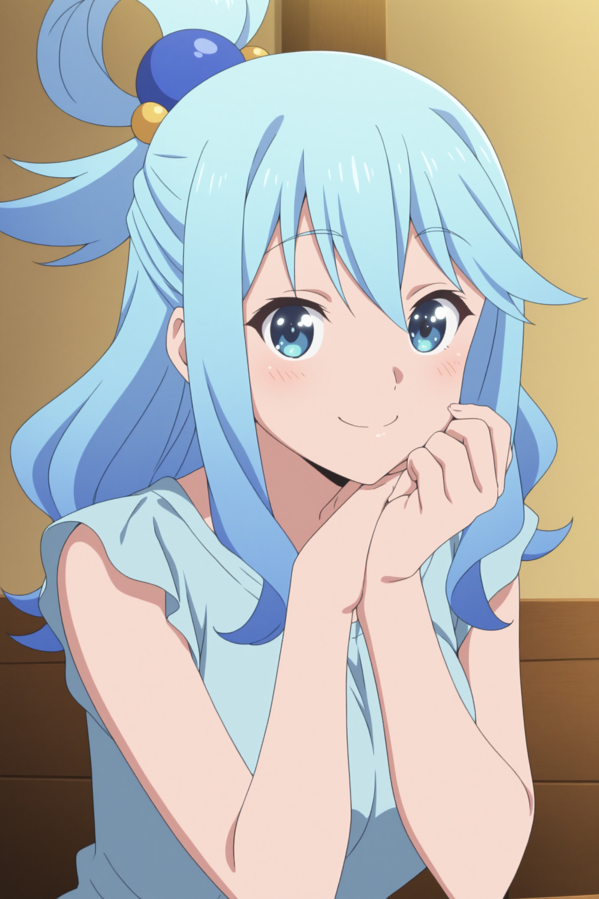 aqua_(konosuba),  cute smile,  1girl on Tensor.Art