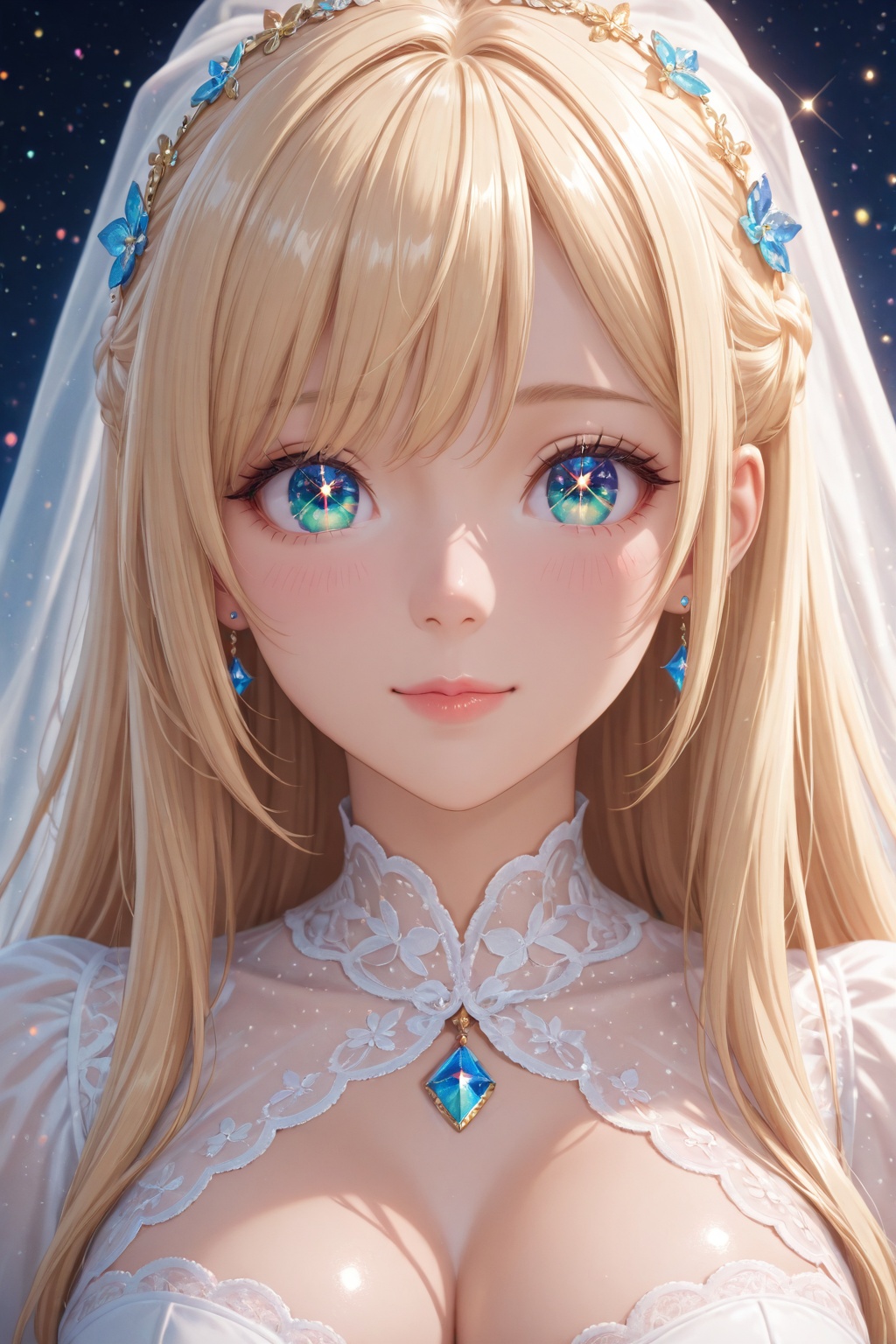 Story,  sparkling beautiful eyes,  blonde hair on Tensor.Art