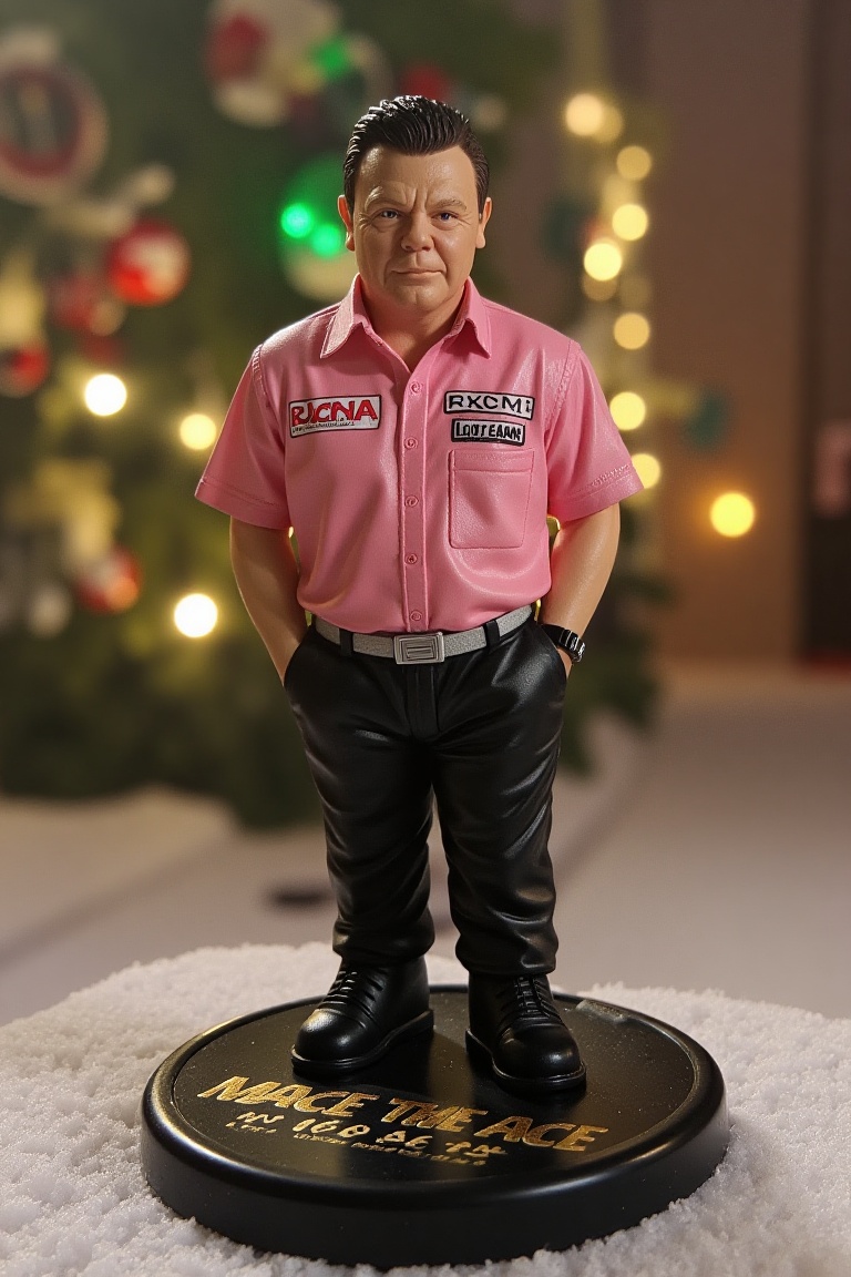 This is a high-resolution photograph of a detailed,  miniature action figure of Chris Mason,  standing on a round on Tenso...