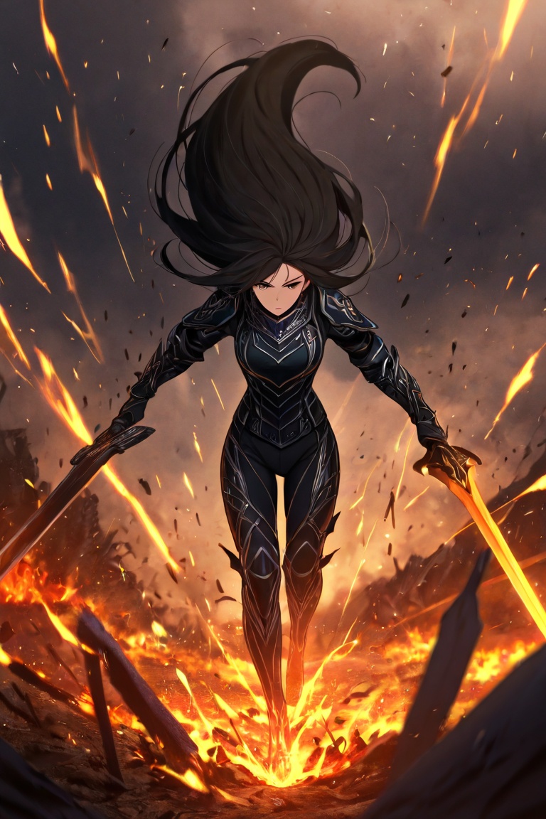 a highly detailed ekphrasis-style,  A fierce warrior woman,  embodying power and perfection on Tensor.Art
