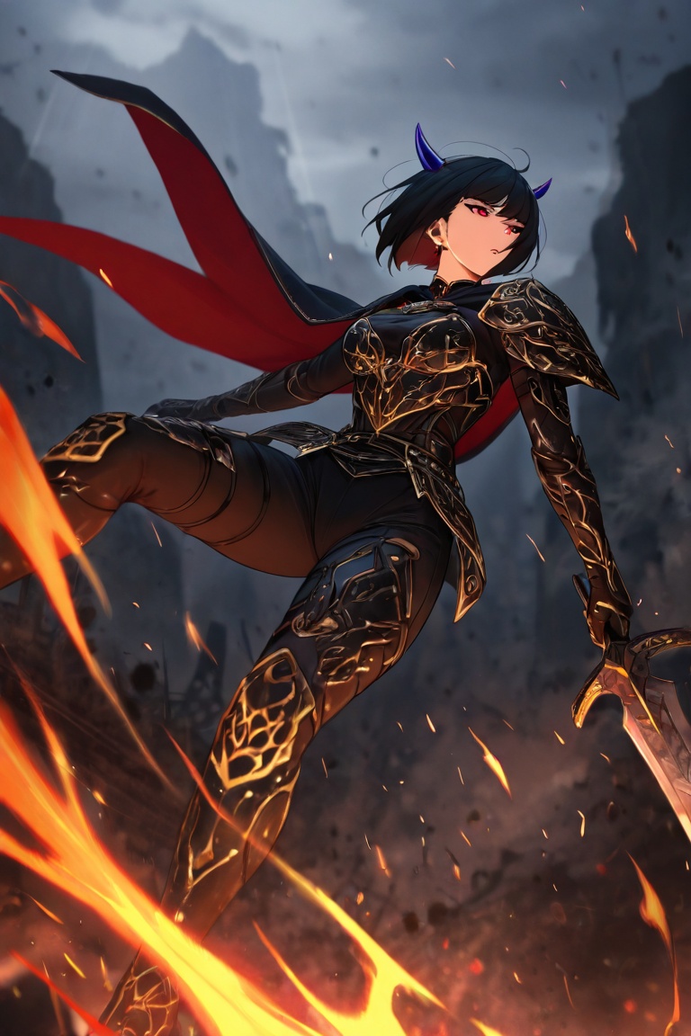 a highly detailed ekphrasis-style,  A fierce warrior woman,  embodying power and perfection on Tensor.Art