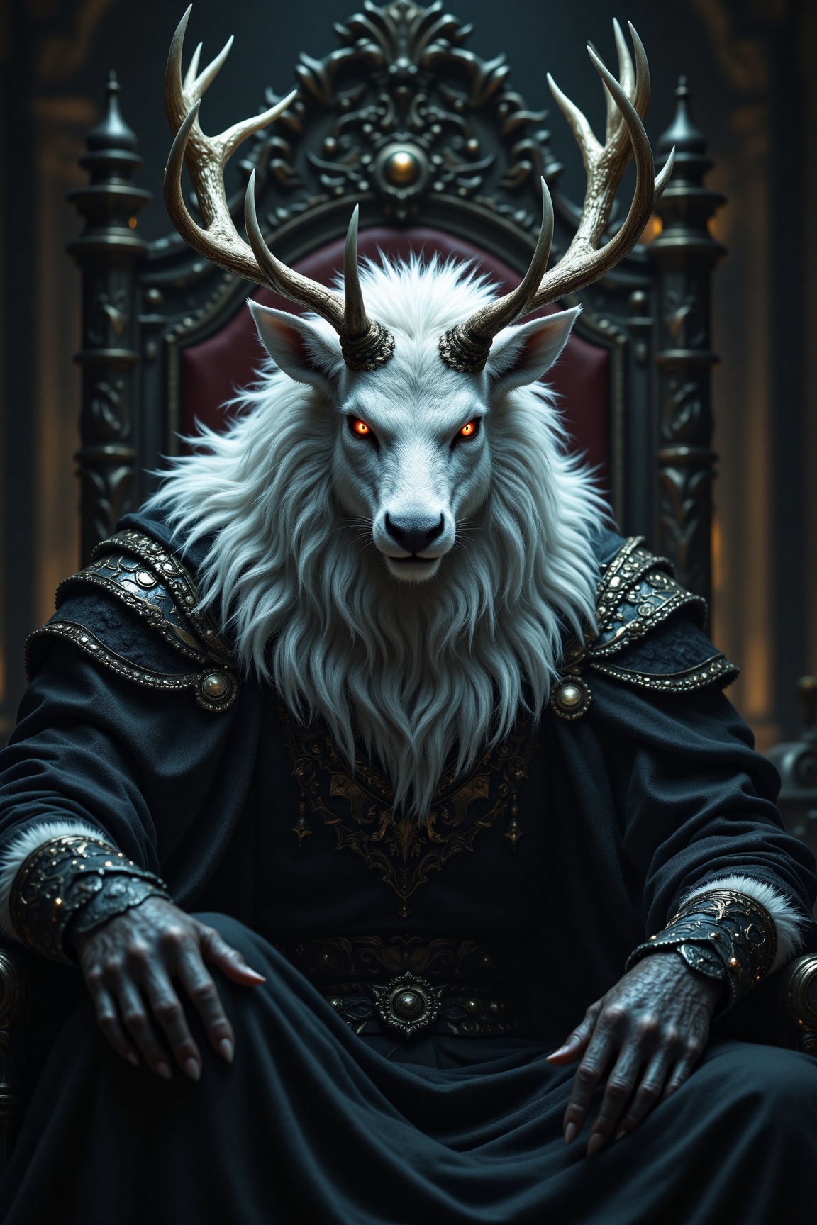solo,  majestic white stag furry,  red eyes on Tensor.Art
