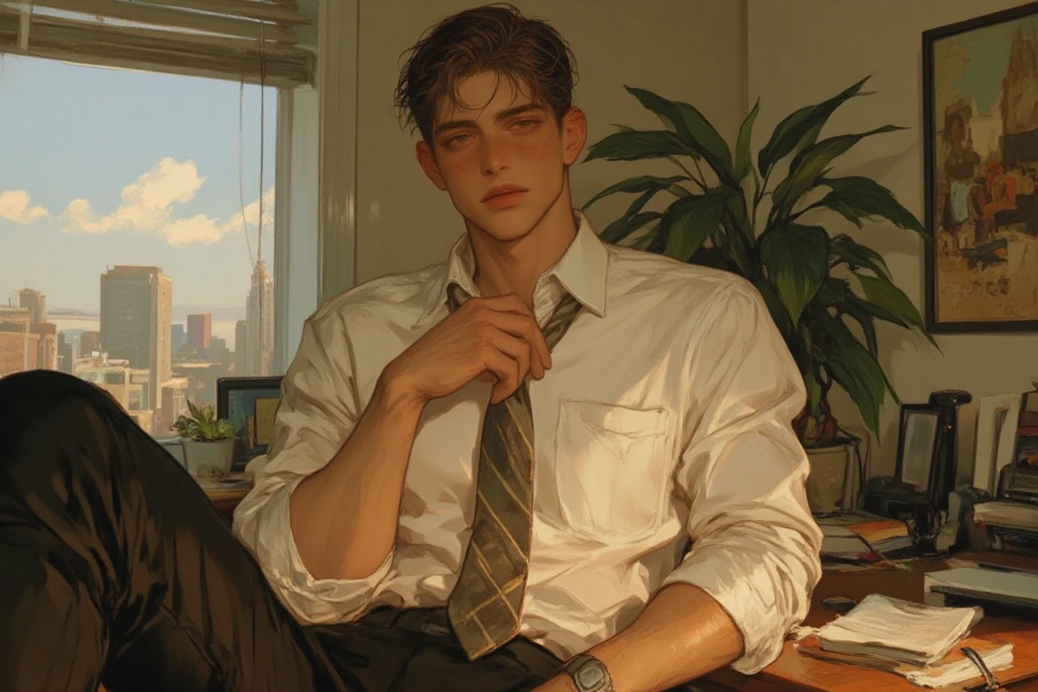 ((Male focus,  solo)),  detailed hair on Tensor.Art