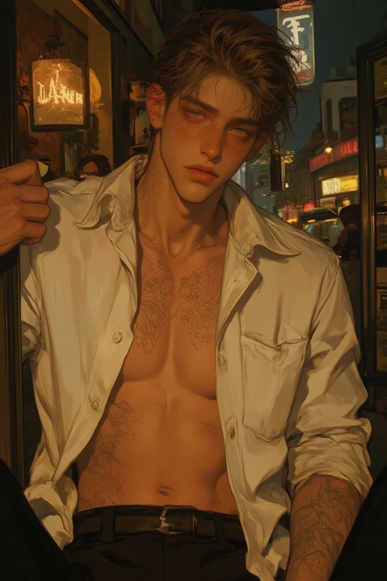 ((Male focus,  solo)),  detailed hair on Tensor.Art