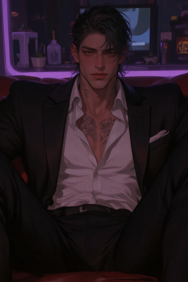 ((Male focus,  solo)),  detailed hair on Tensor.Art