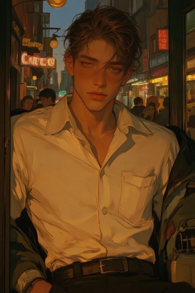 ((Male focus,  solo)),  detailed hair on Tensor.Art