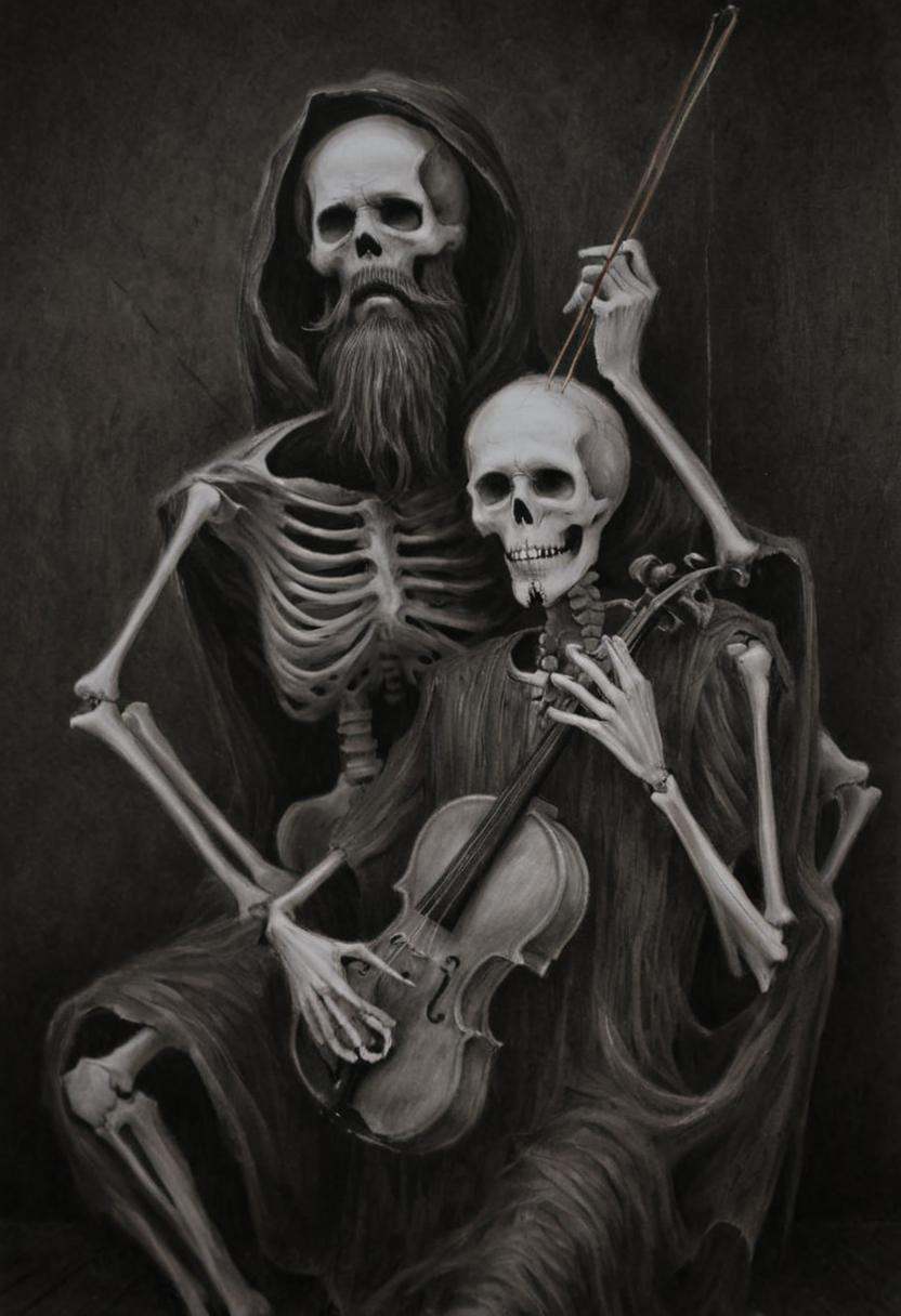 monoxxdr4ws,  A dark,  Monochromatic drawing of a self-portrait of a bearded on Tensor.Art
