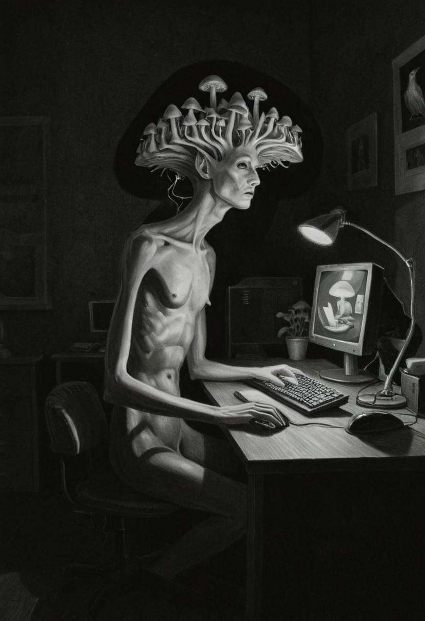astonishing gloomy art made mainly of shadows and lighting,  forming monoxxdr4ws,  A dark on Tensor.Art
