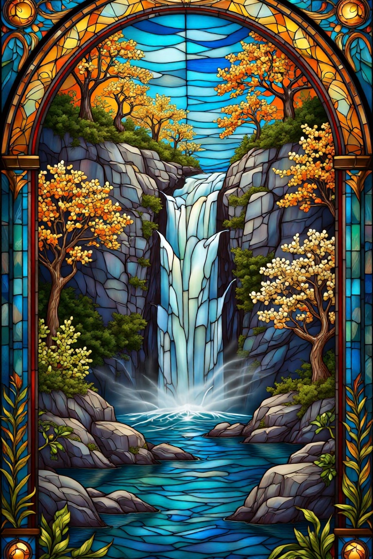 stained glass waterfall on Tensor.Art