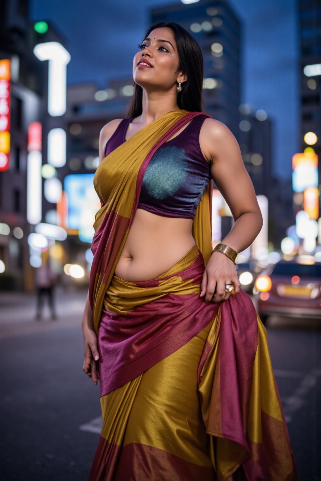A modern,  confident woman with a muscular yet feminine physique,  wearing a vibrant on Tensor.Art