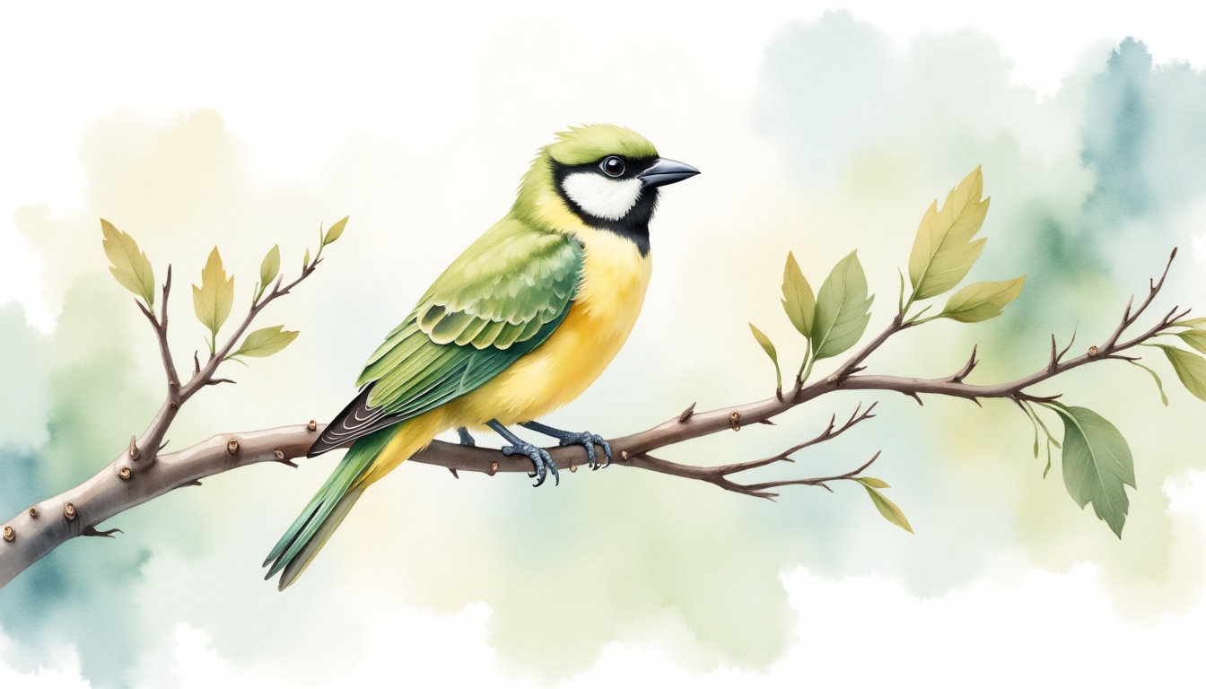 Bird on tree branch ,  fotopets_watercolor on Tensor.Art
